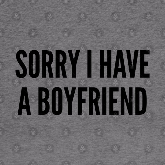 Relationship - Sorry I Have A Boyfriend - Funny Slogan Joke Statement Humor by sillyslogans